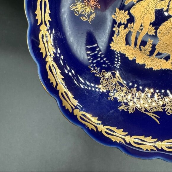 Limoges France Cobalt Blue and Gold “The Proposal” Andre Prevot Trinket Dish - Picture 13 of 13